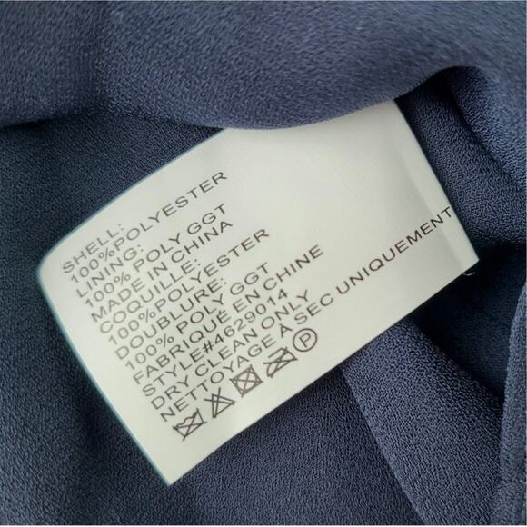 Shoshanna Dane Dress Womens Size 2 Long Puff Sleeve Semi-Sheer Black Navy Gold - Picture 9 of 15